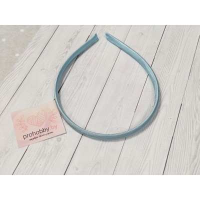 Ободок для волос, пластик в атласе, 1 см, цвет голубой №104